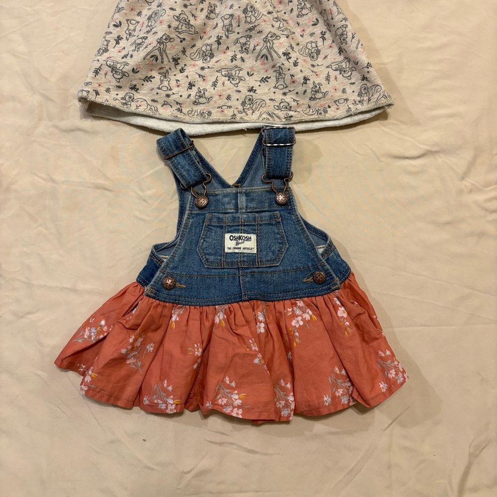 OshKosh B'gosh Denim Overall with Floral Dress